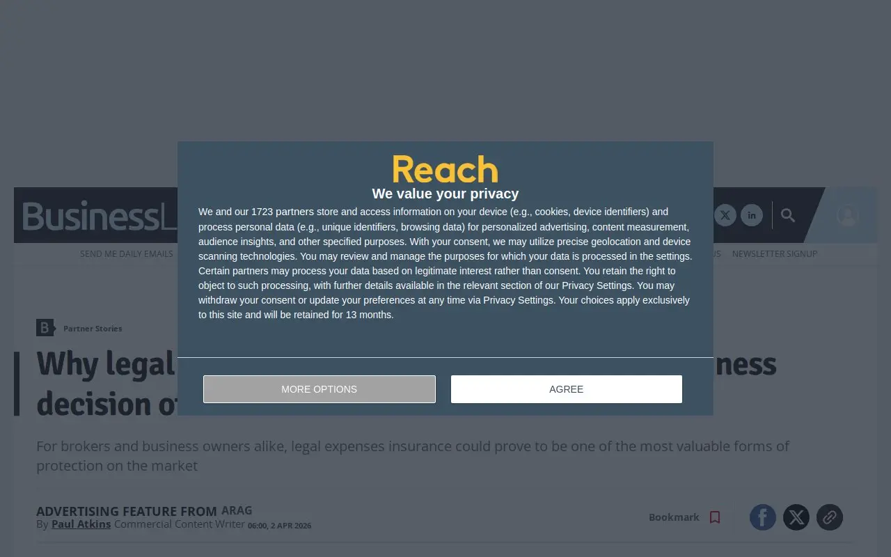 Landing page screenshot