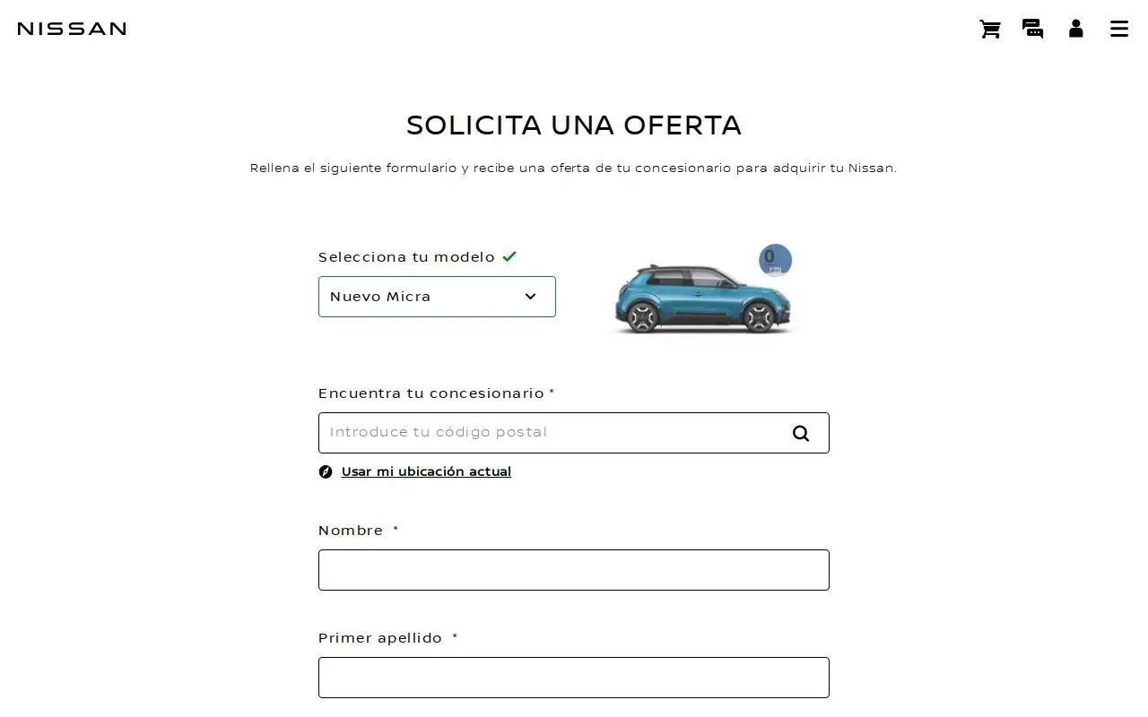 Landing page screenshot