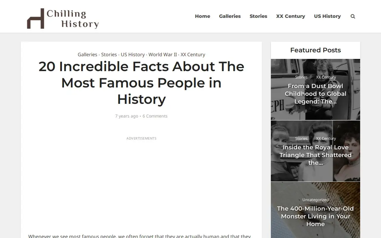 Landing page screenshot