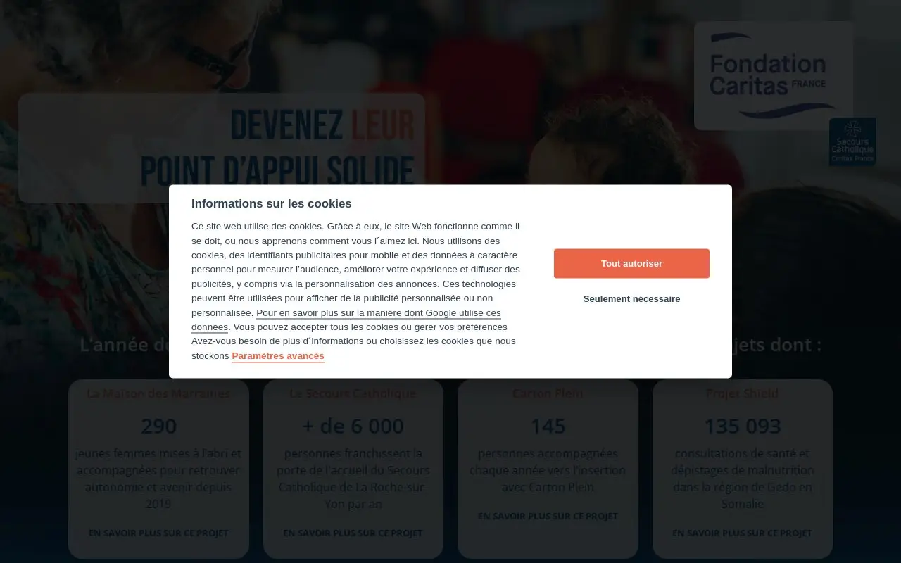 Landing page screenshot