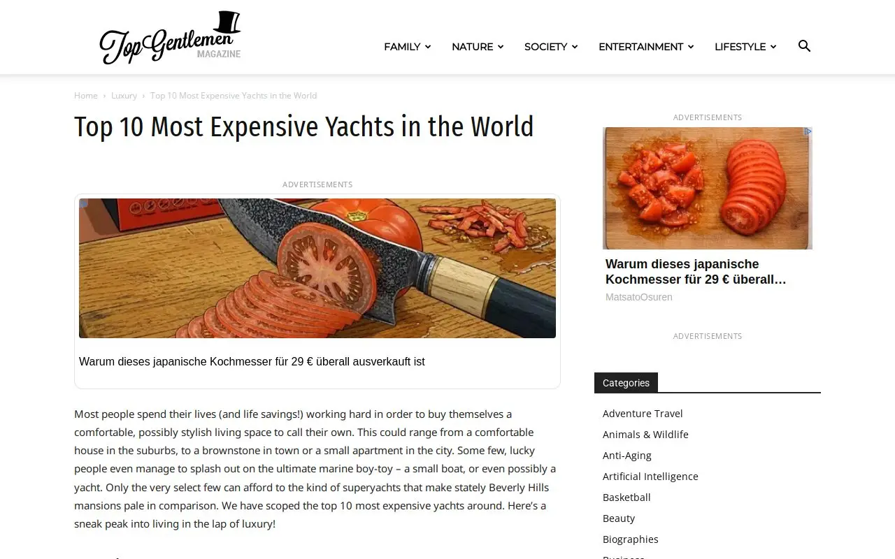Landing page screenshot