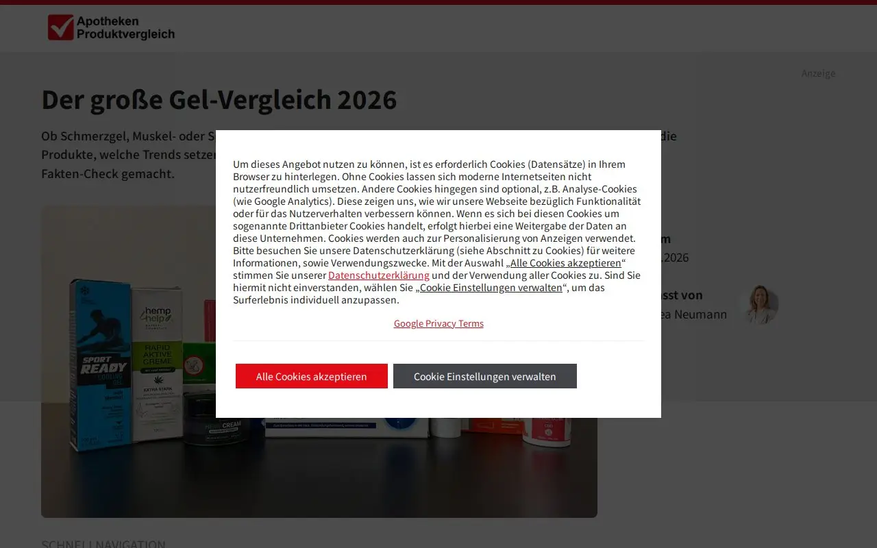 Landing page screenshot