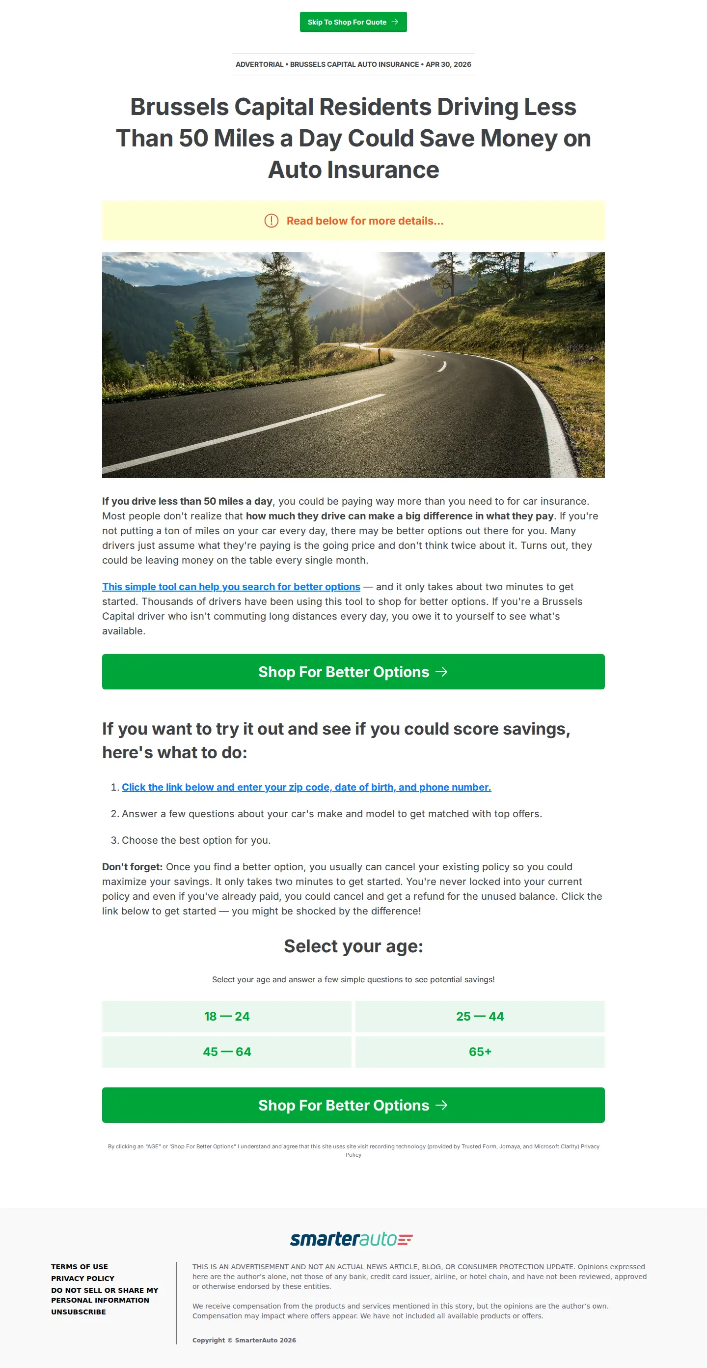 Landing page screenshot