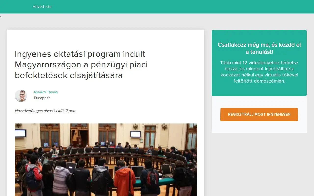 Landing page screenshot