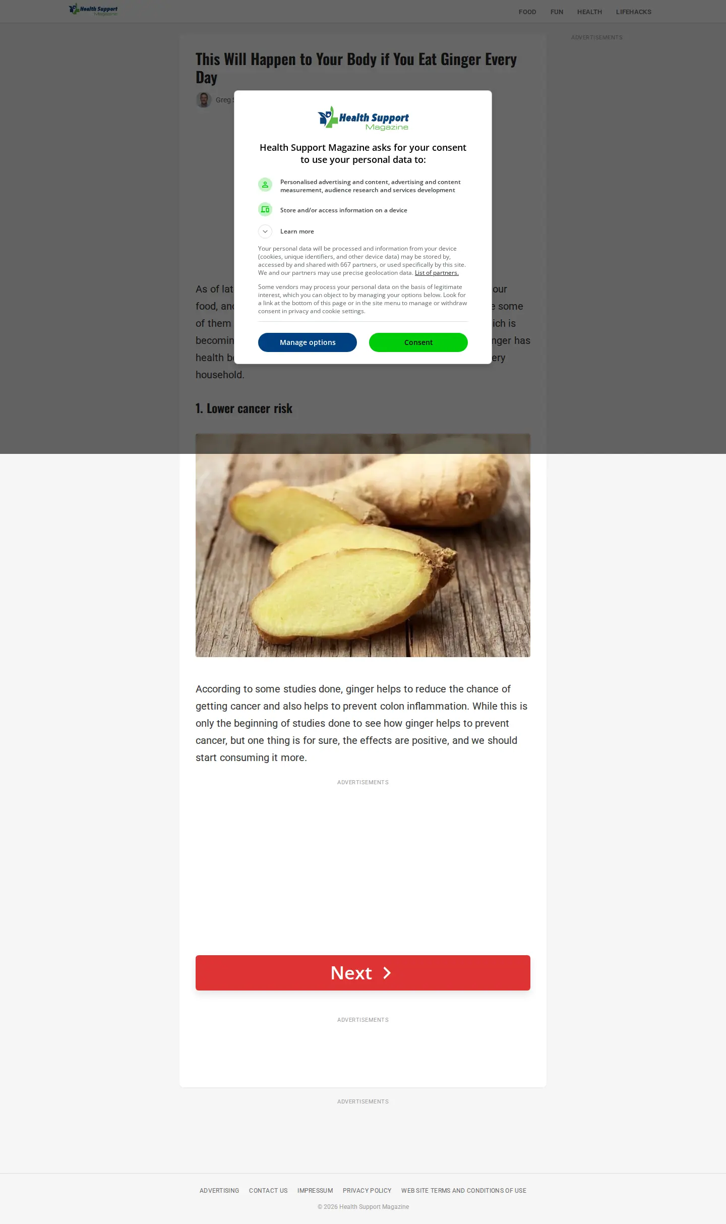Landing page screenshot