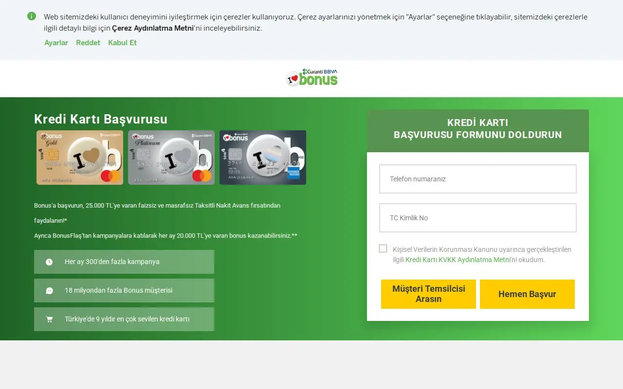 Landing page screenshot