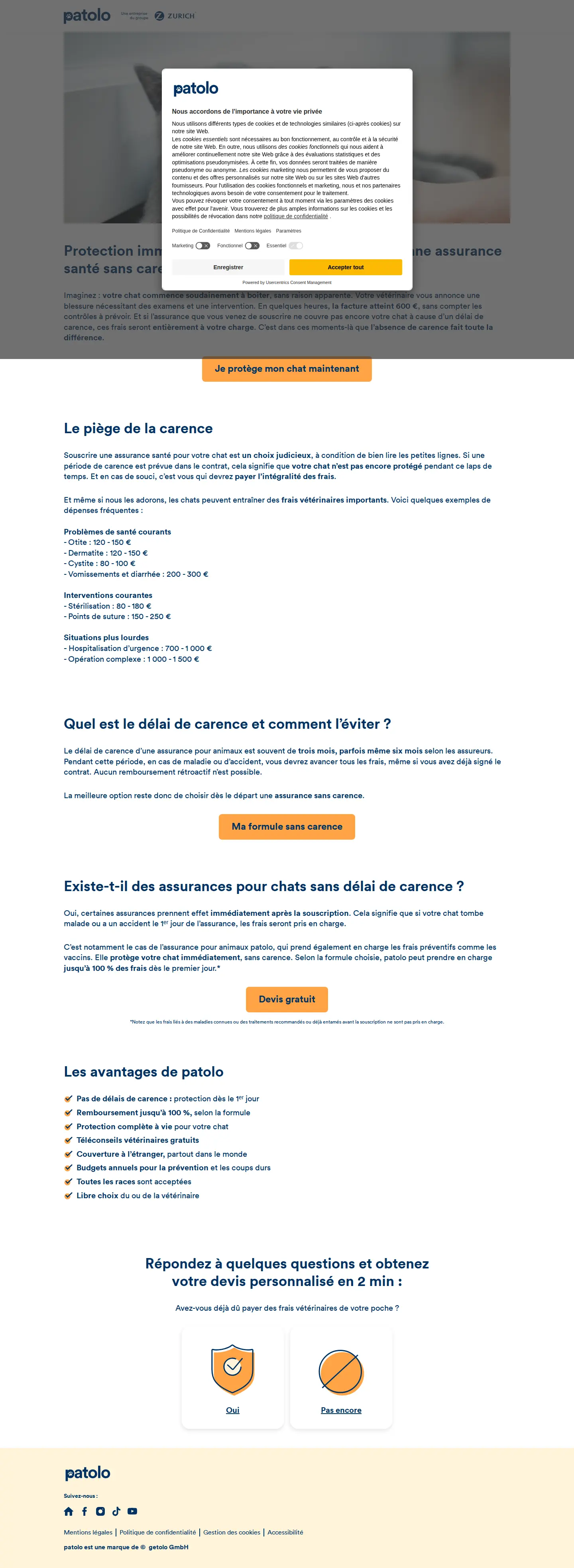 Landing page screenshot