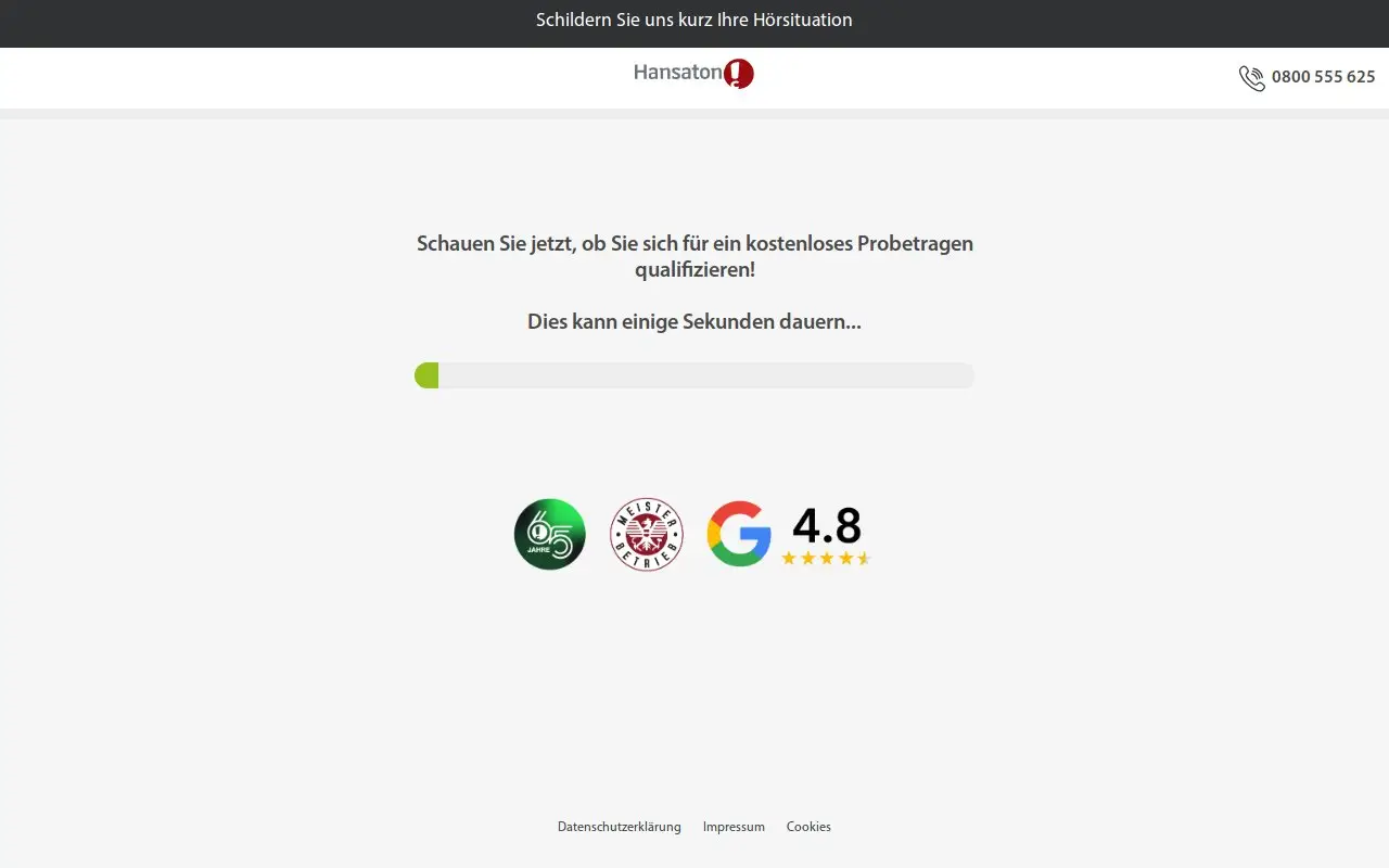 Landing page screenshot