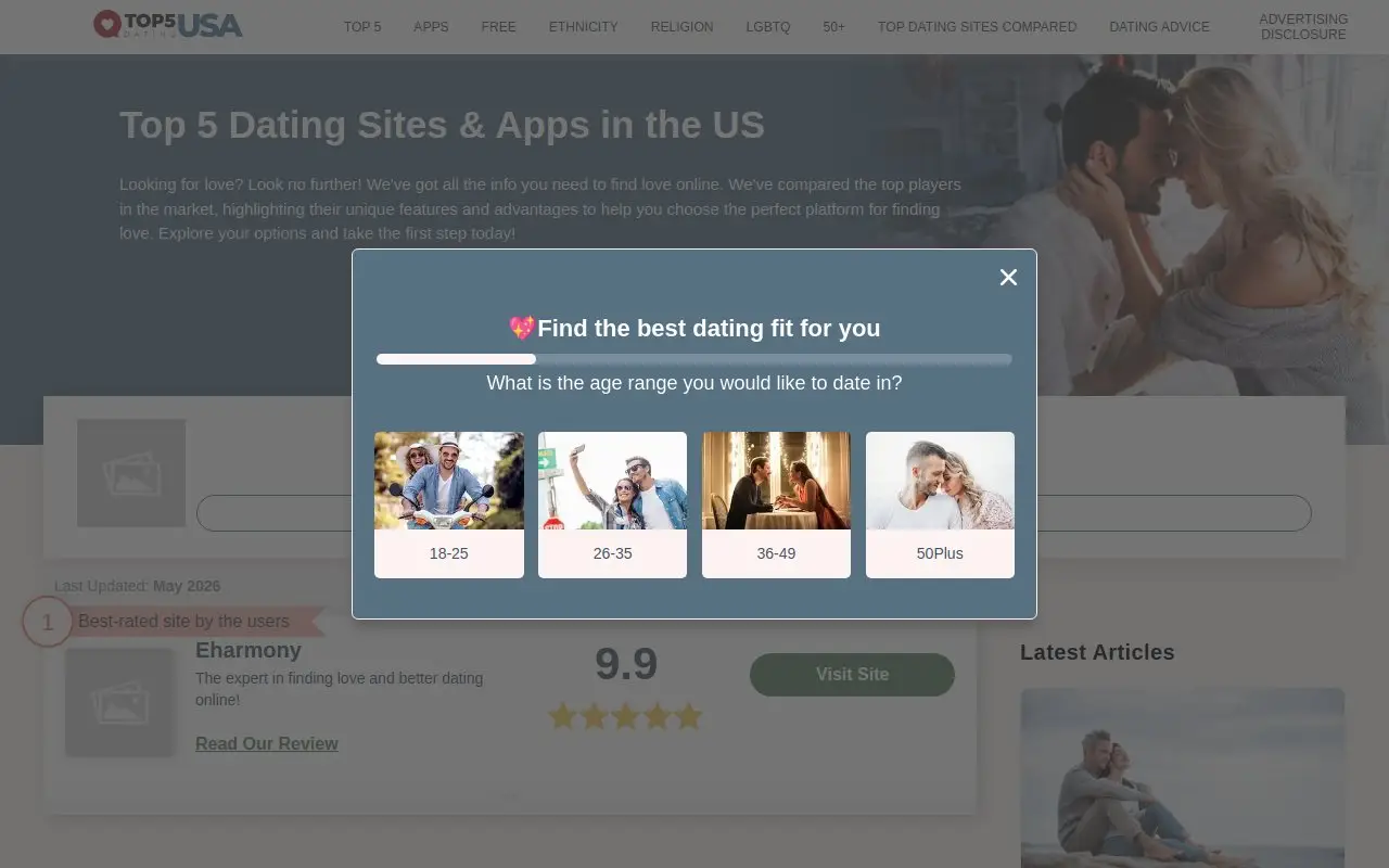 Landing page screenshot
