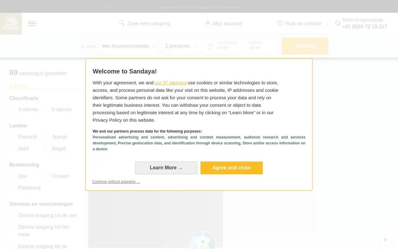 Landing page screenshot