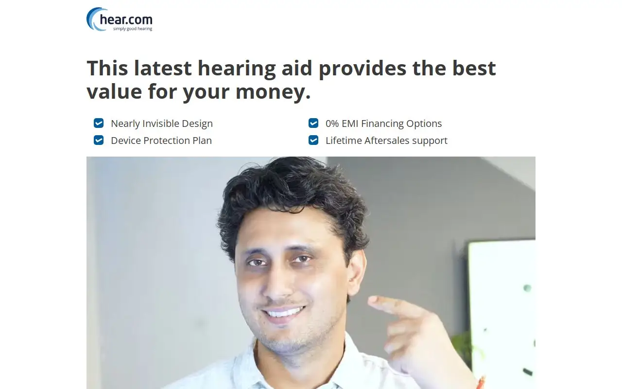 Landing page screenshot