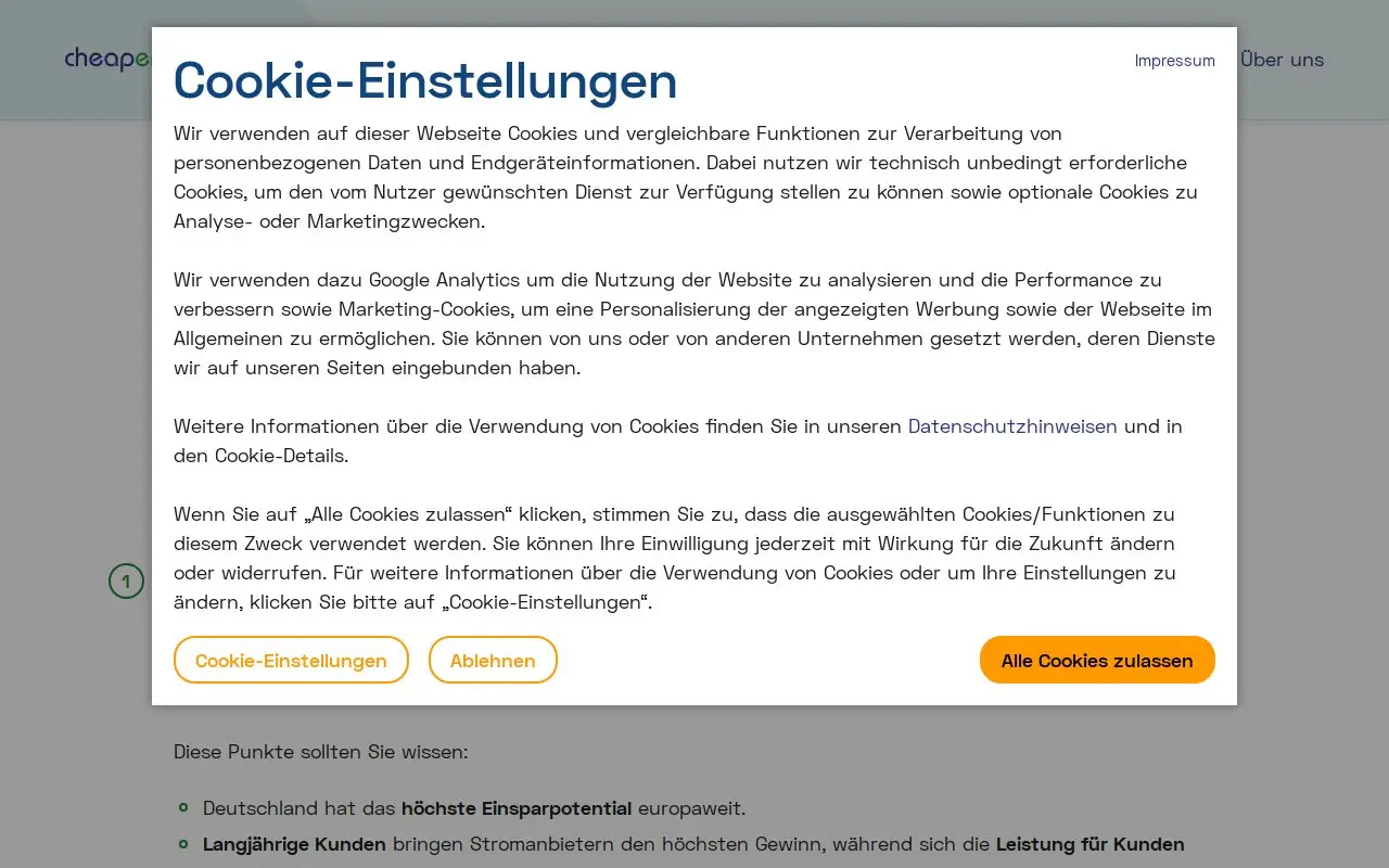 Landing page screenshot