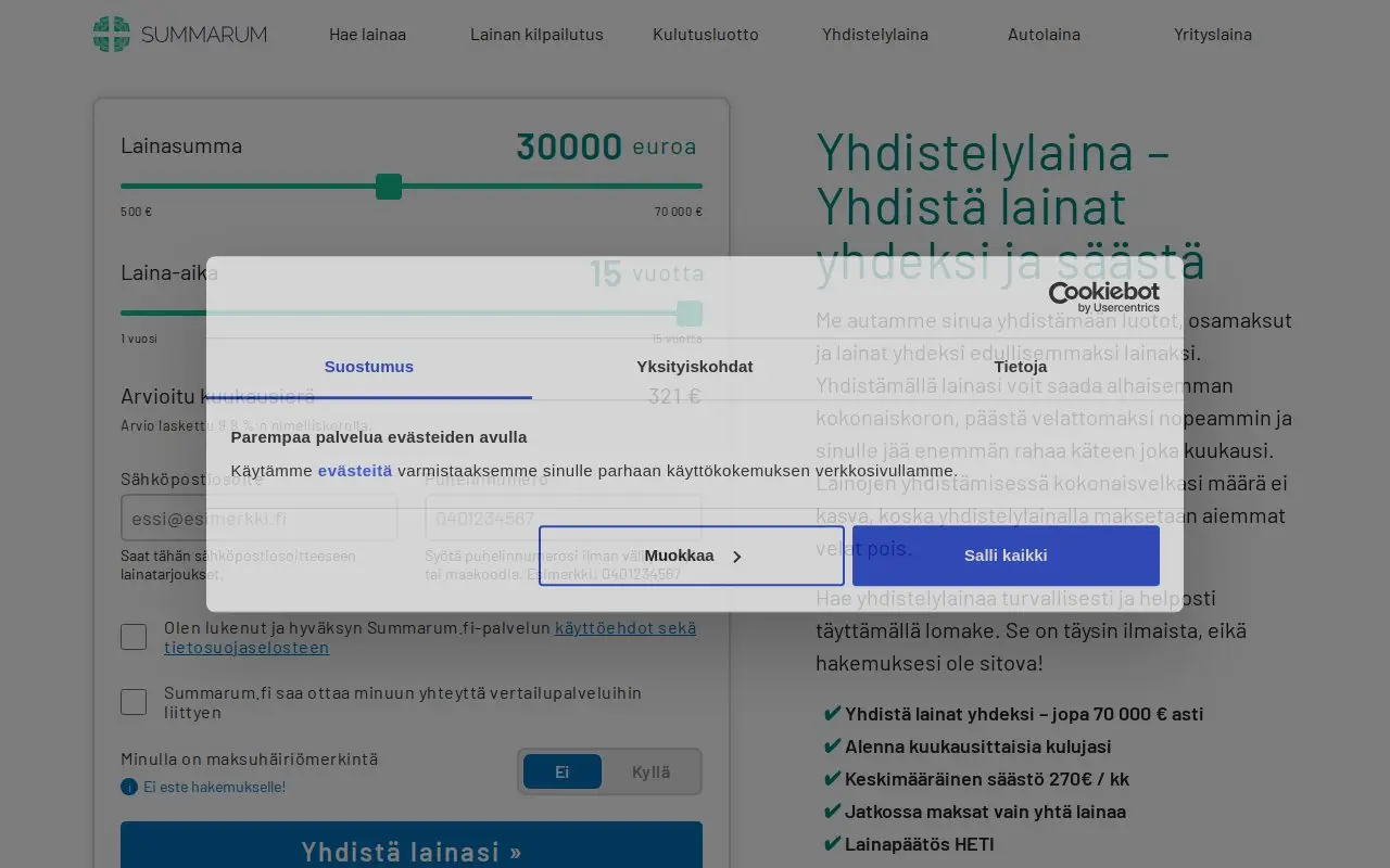 Landing page screenshot