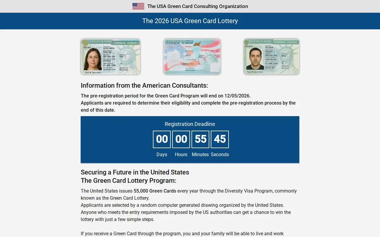 Landing page screenshot