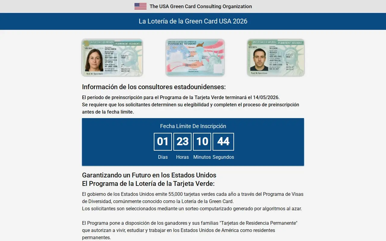 Landing page screenshot