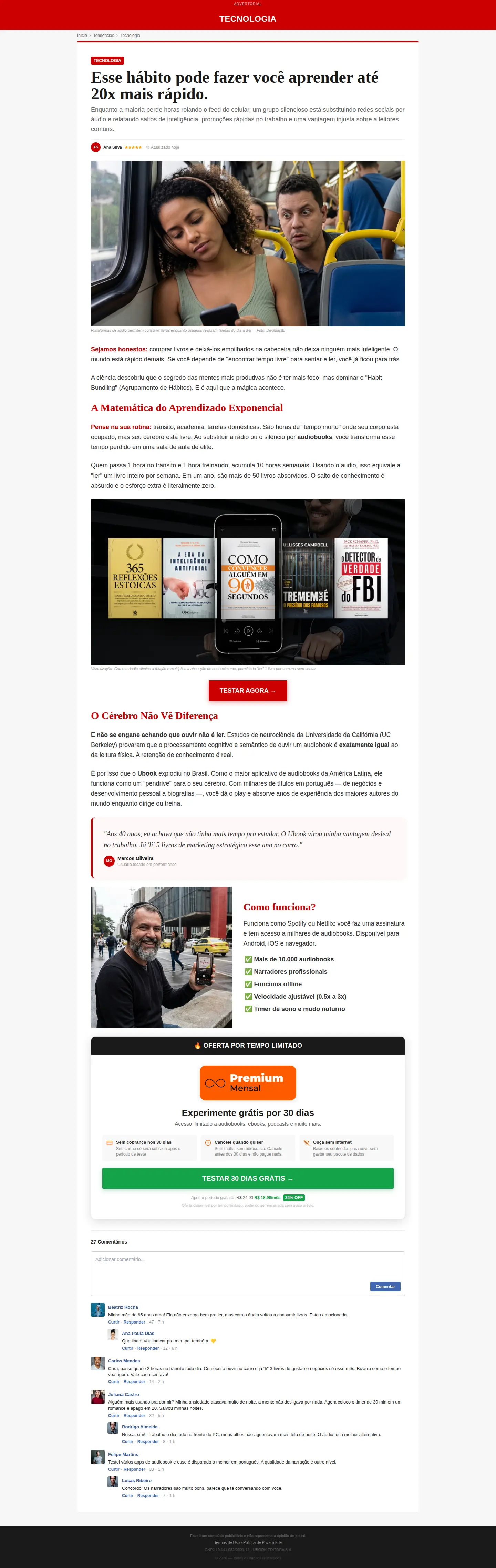 Landing page screenshot