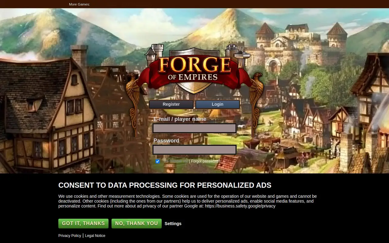 Landing page screenshot