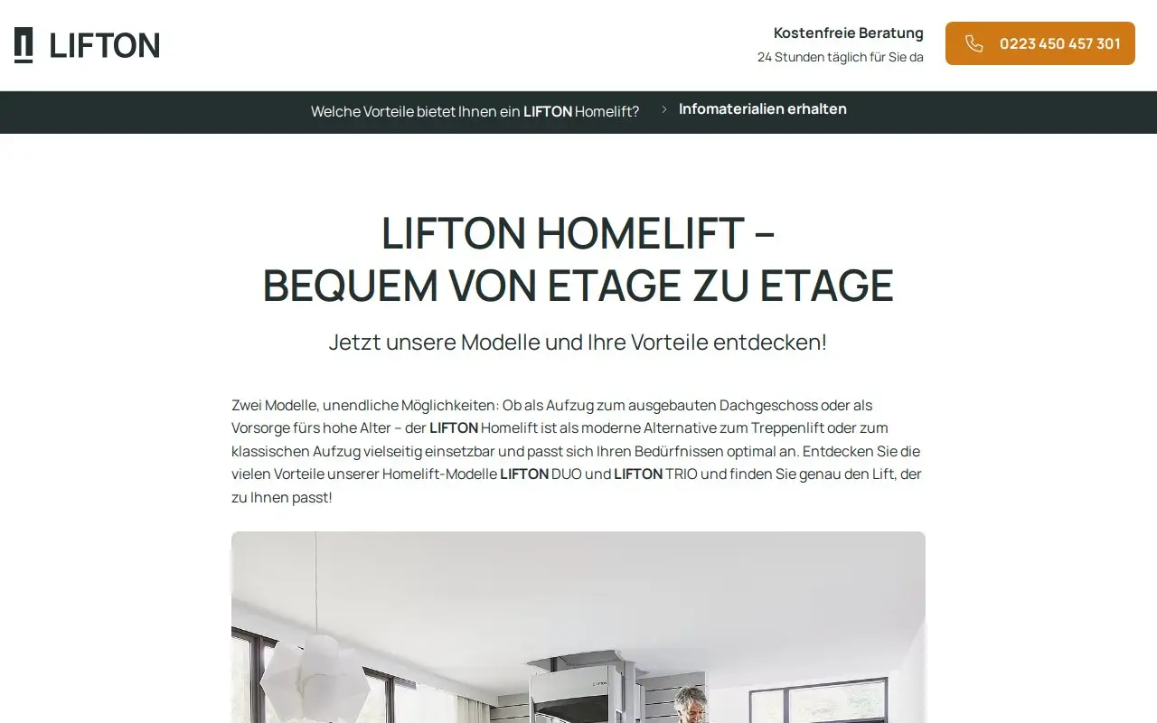 Landing page screenshot