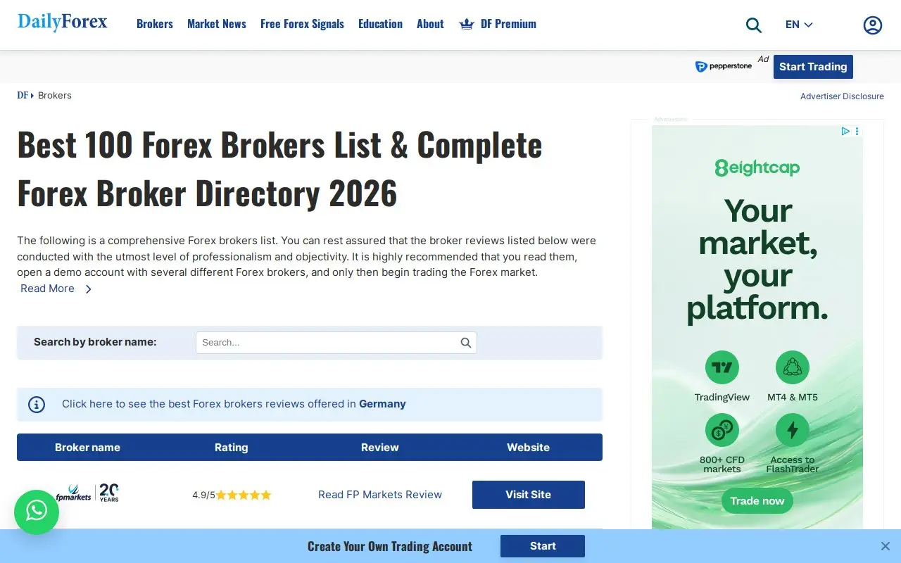 Landing page screenshot