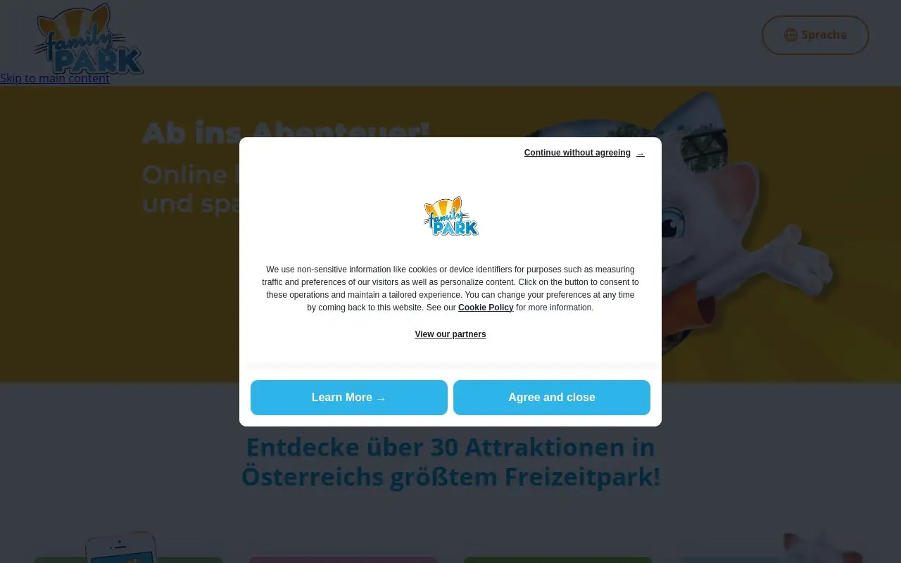 Landing page screenshot
