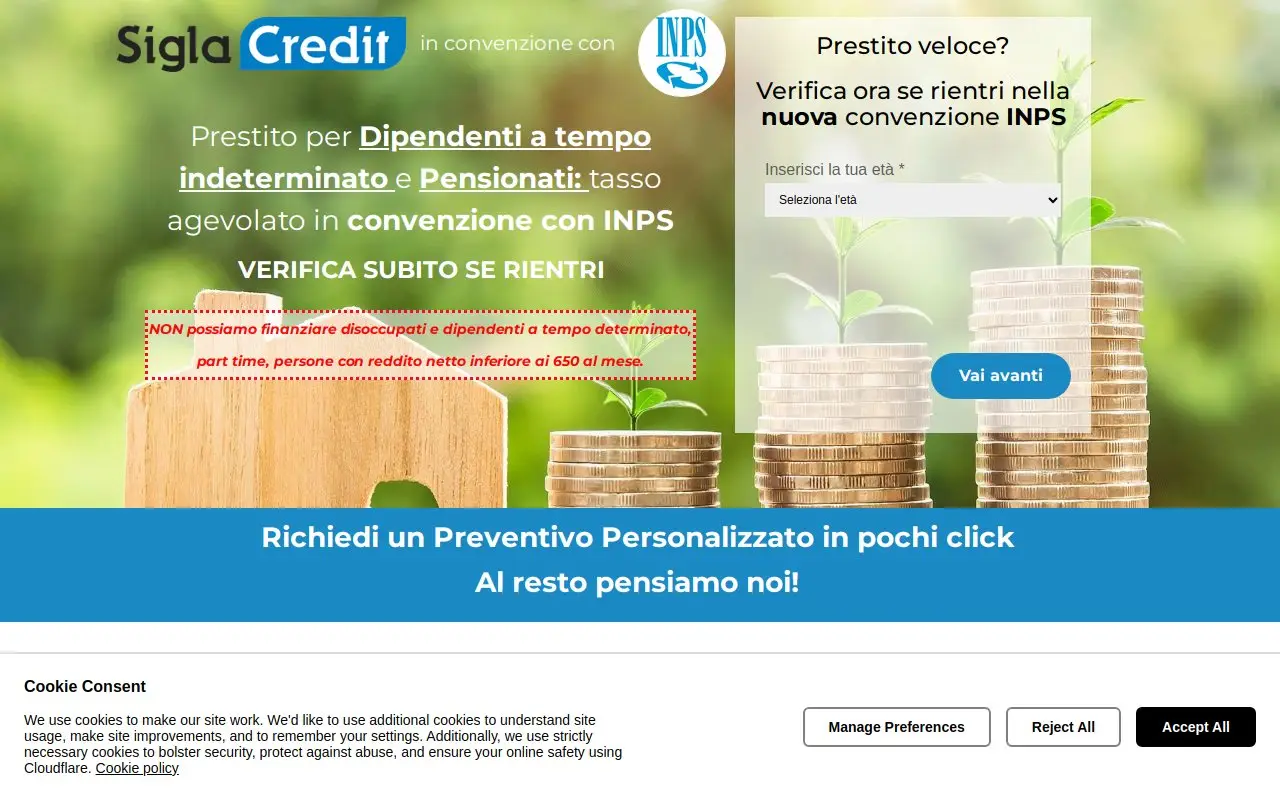 Landing page screenshot