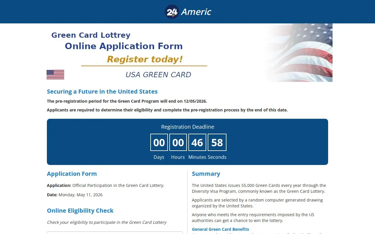 Landing page screenshot