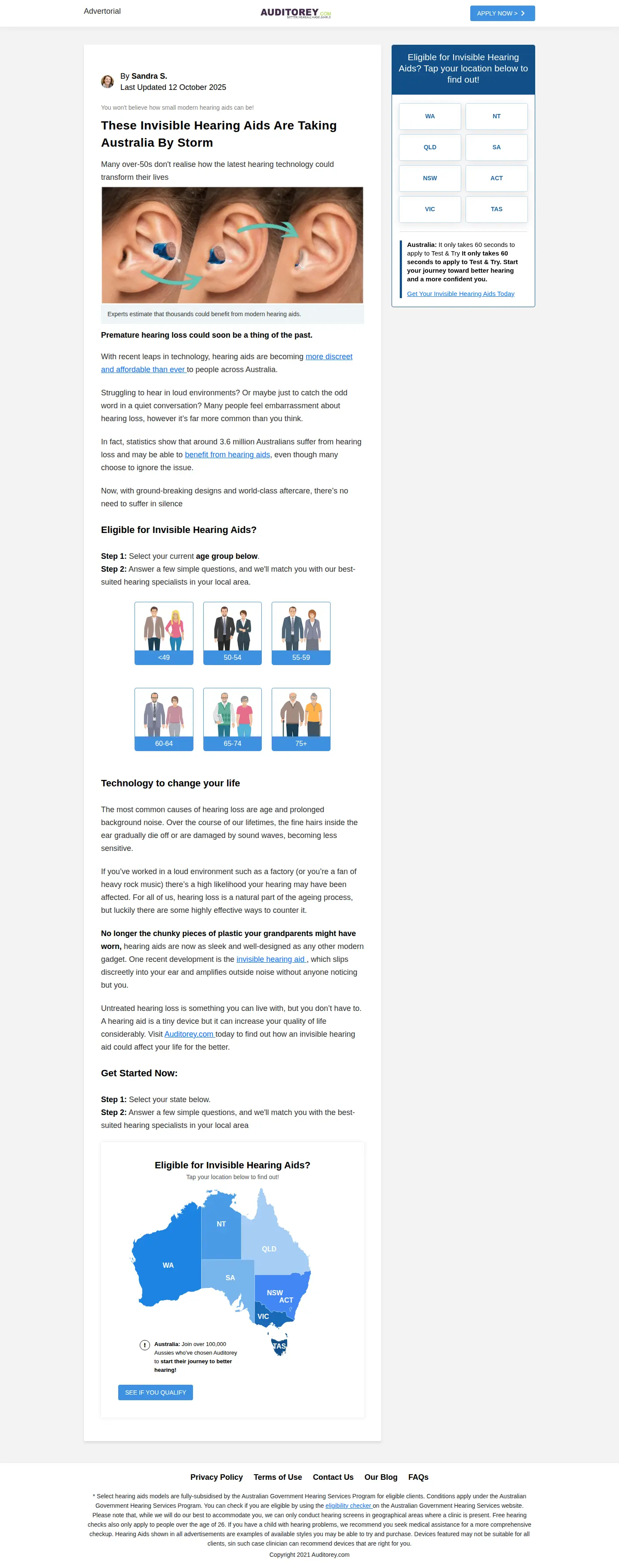 Landing page screenshot