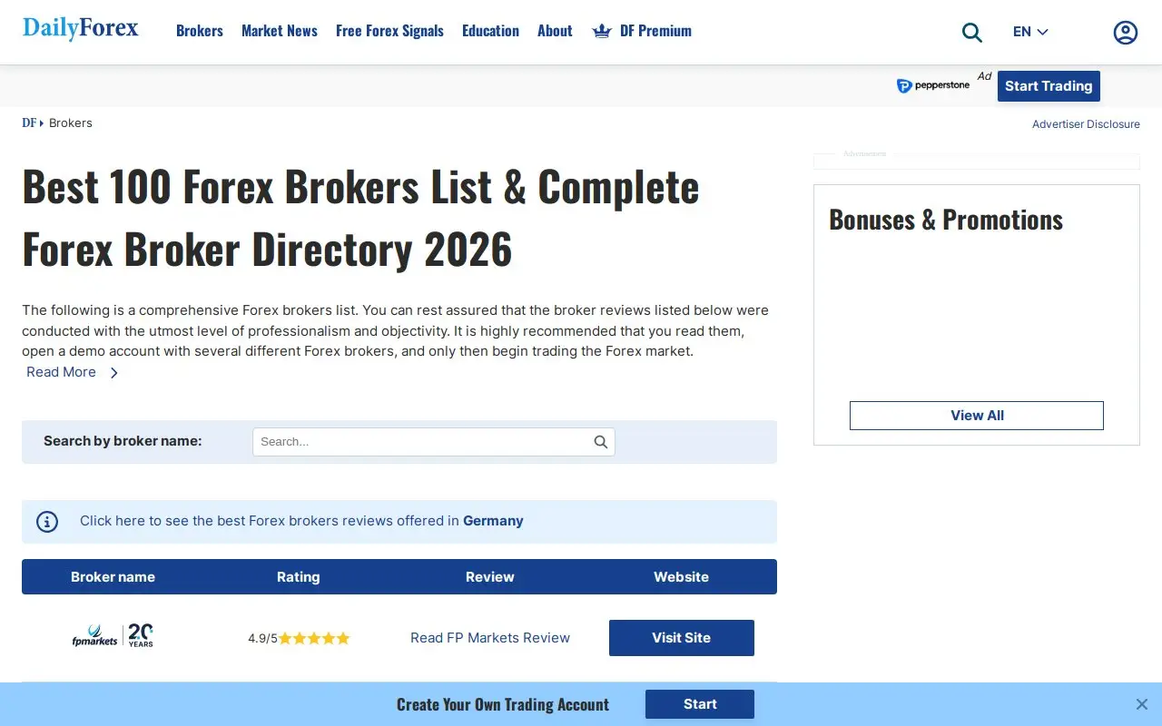 Landing page screenshot