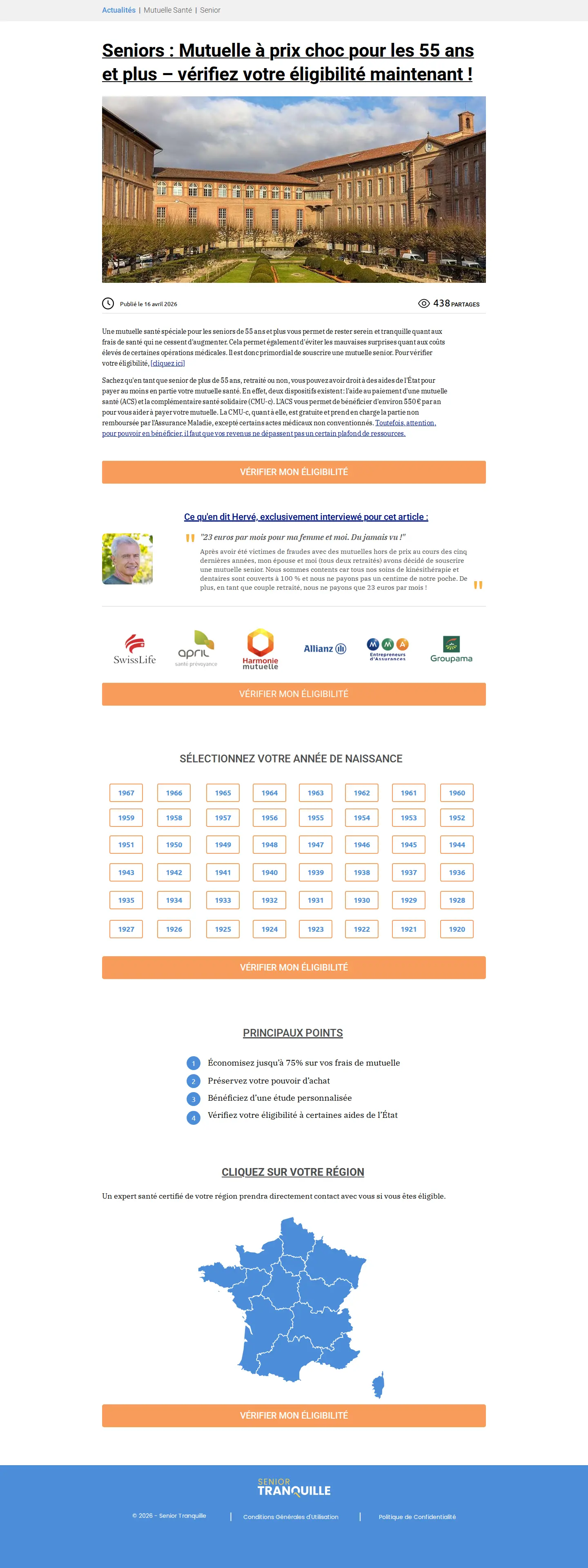 Landing page screenshot