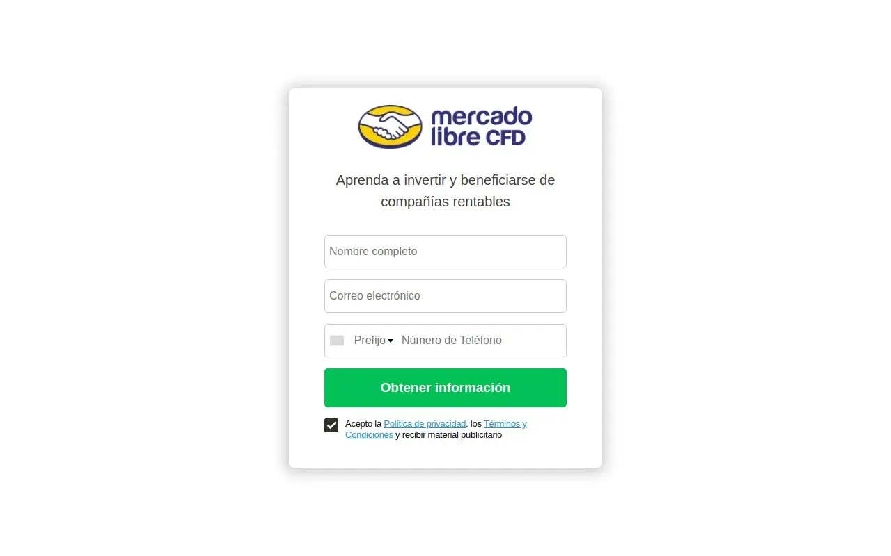 Landing page screenshot