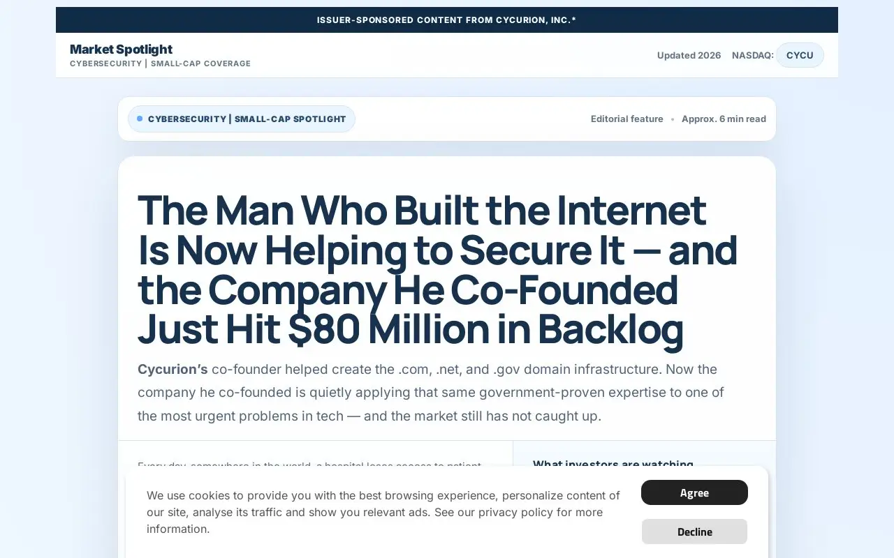 Landing page screenshot