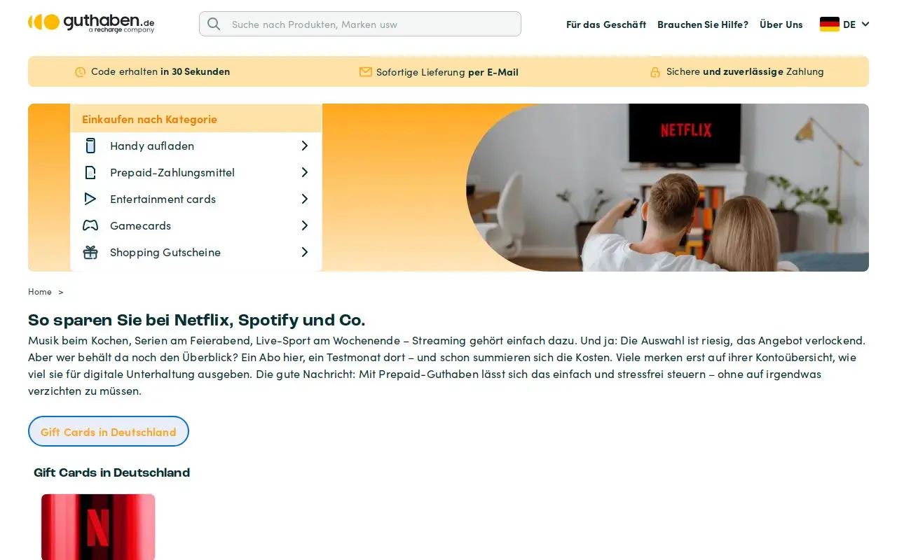 Landing page screenshot