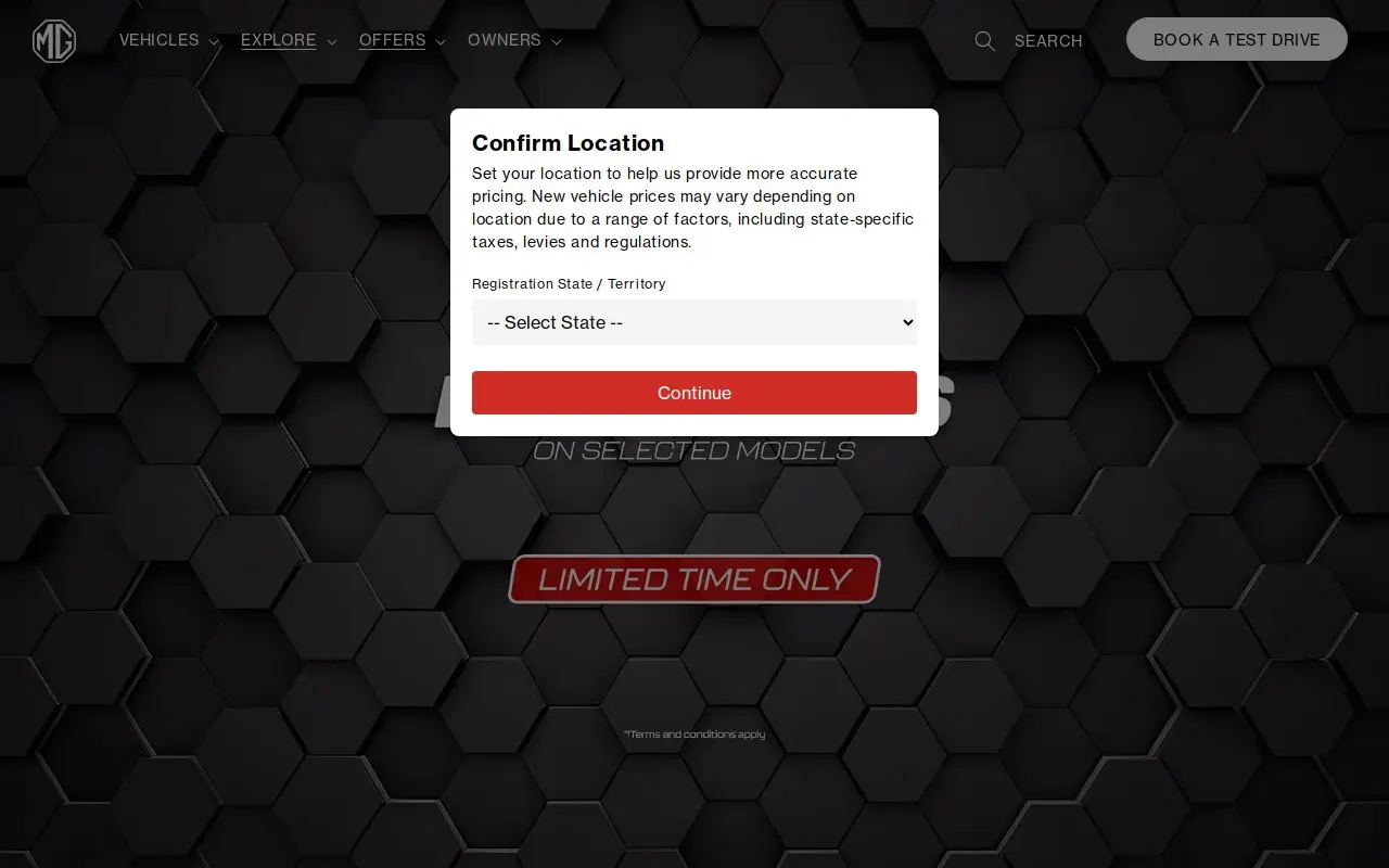 Landing page screenshot