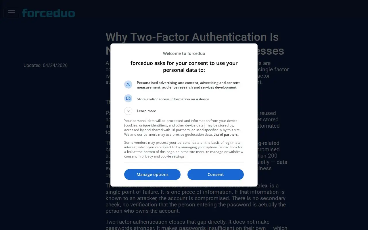 Landing page screenshot