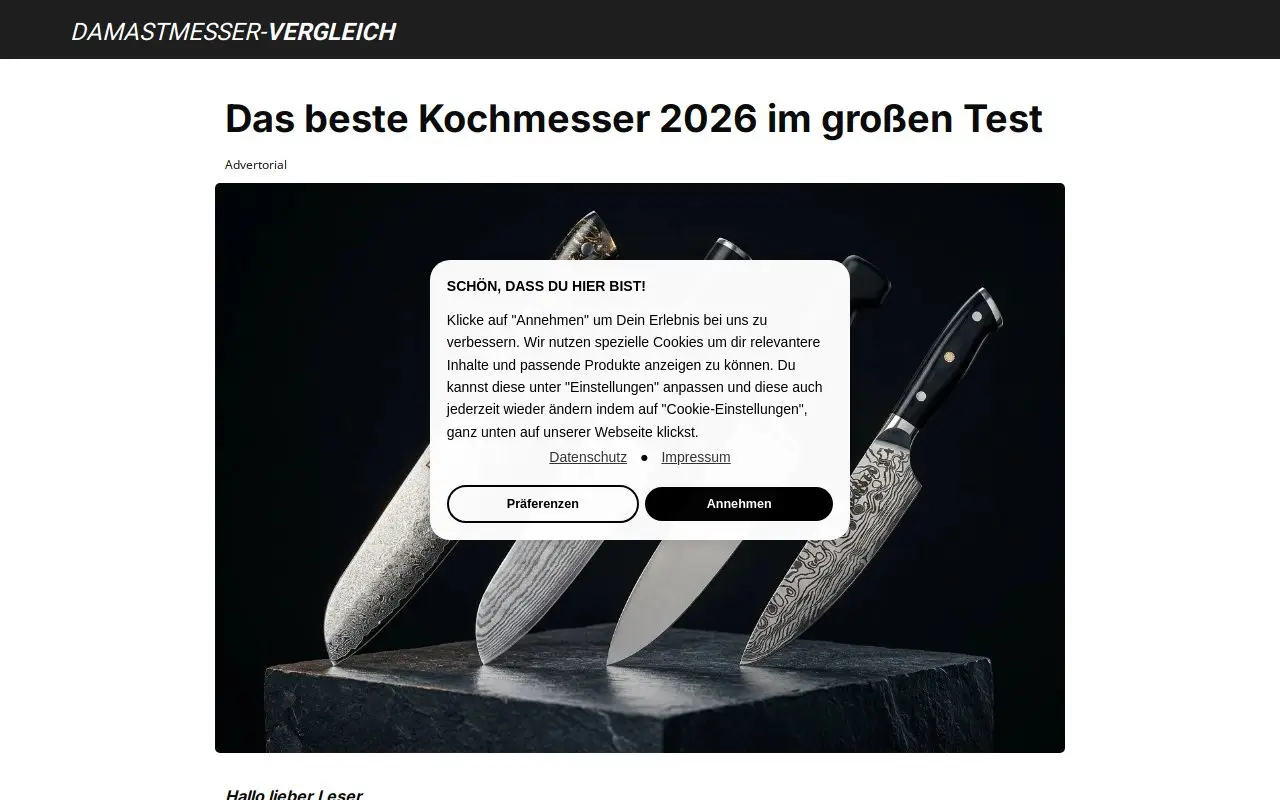 Landing page screenshot