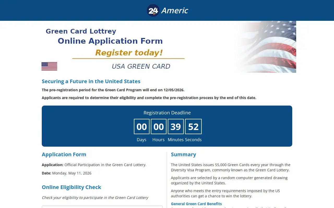 Landing page screenshot