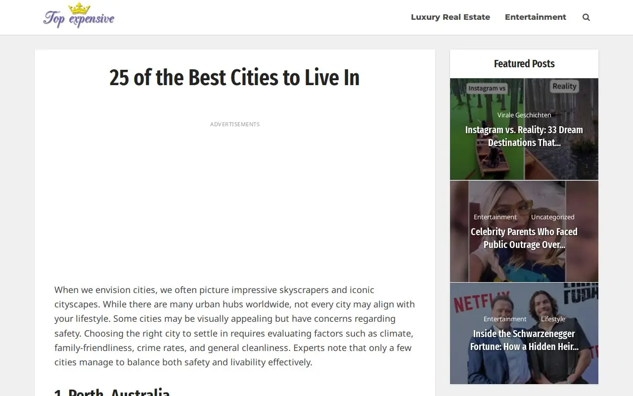 Landing page screenshot