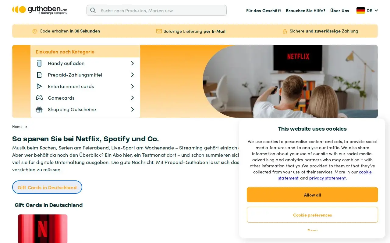 Landing page screenshot