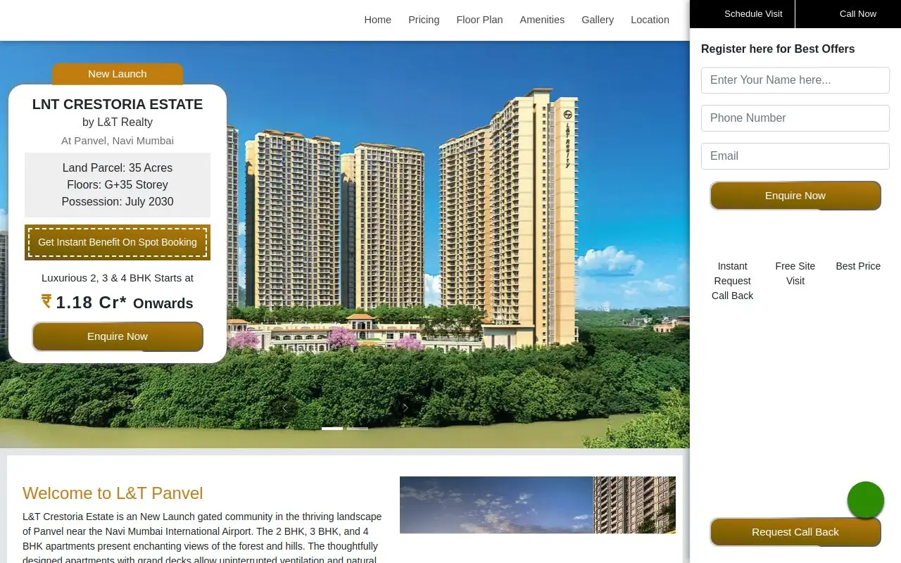 Landing page screenshot