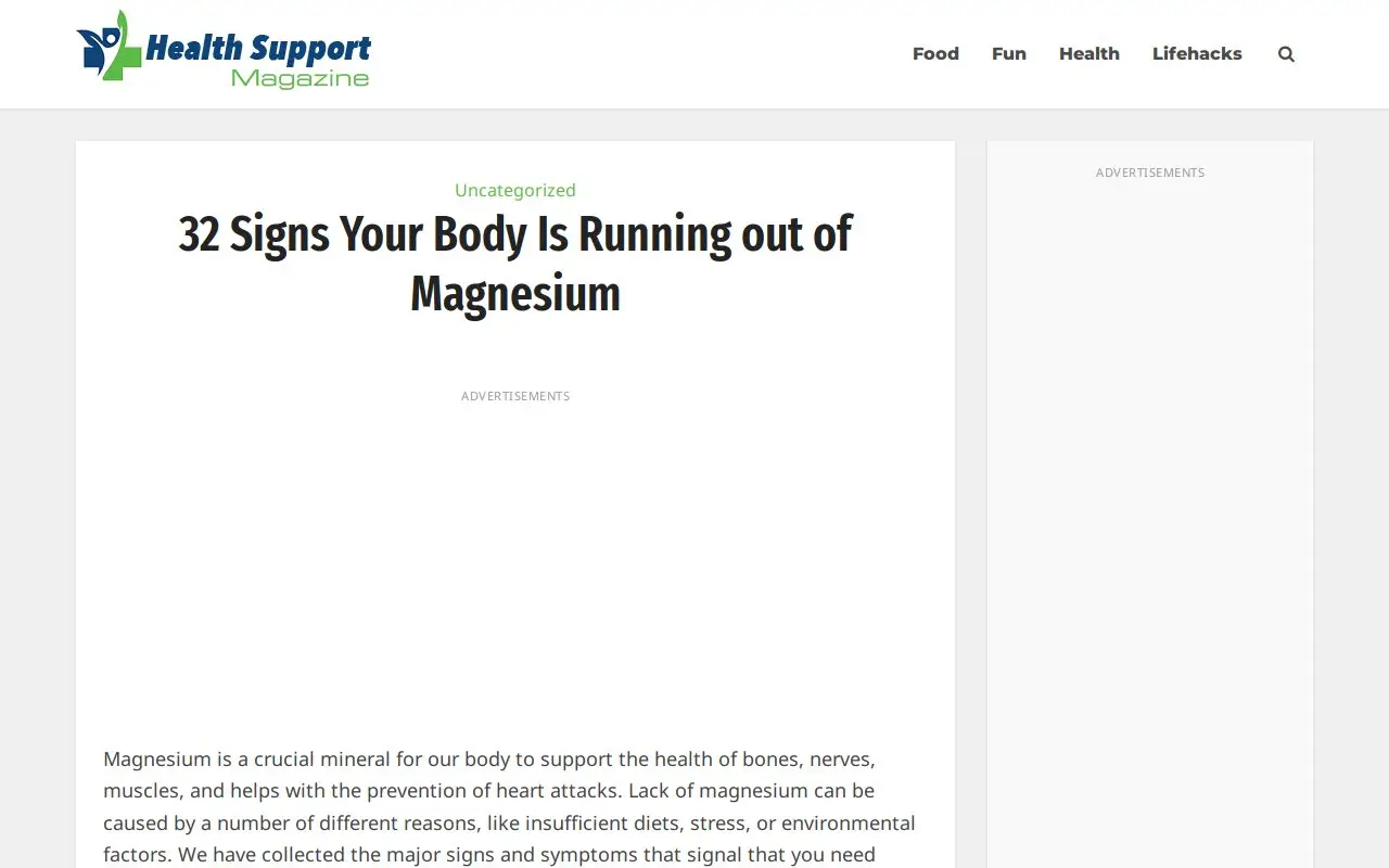 Landing page screenshot