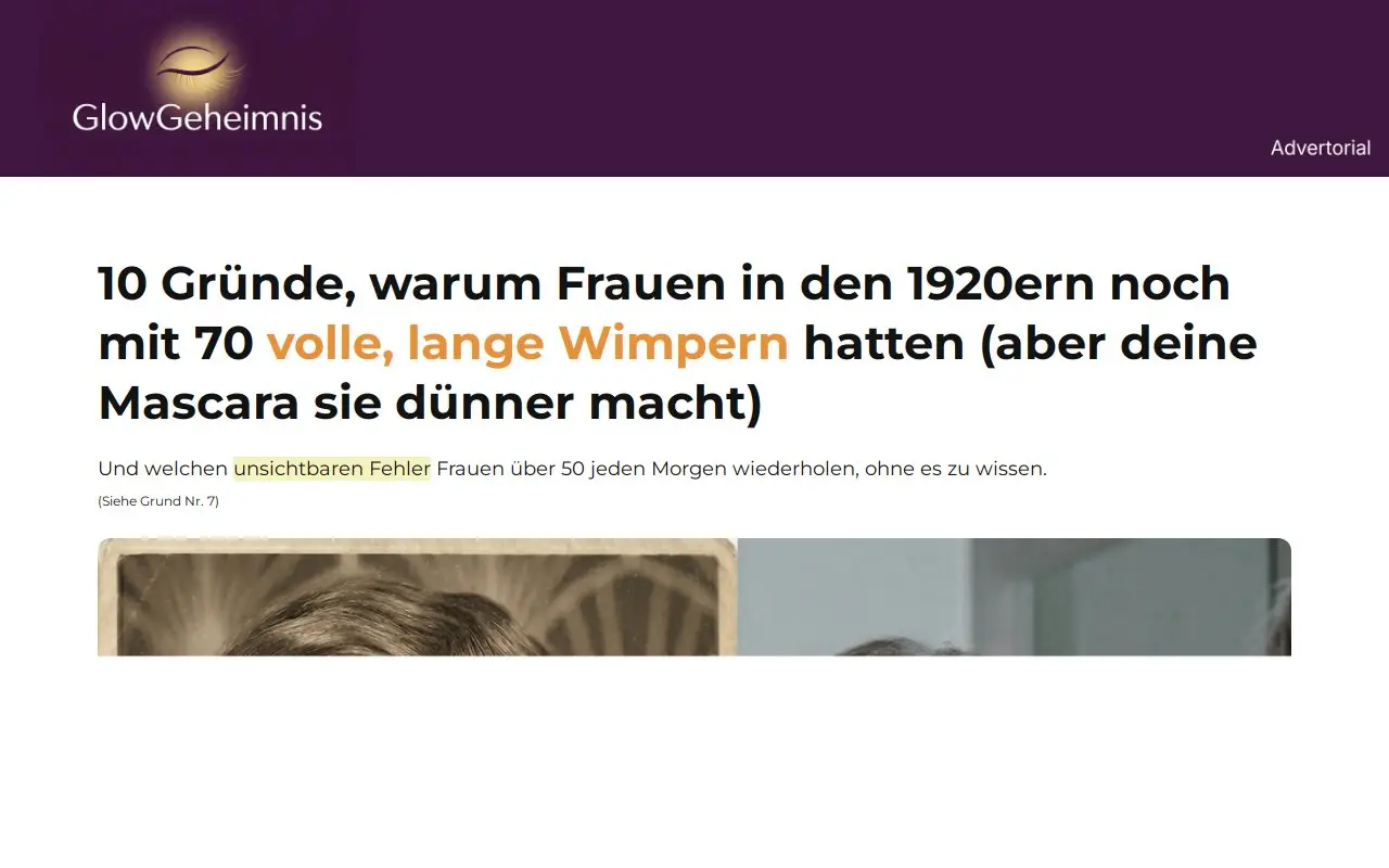 Landing page screenshot