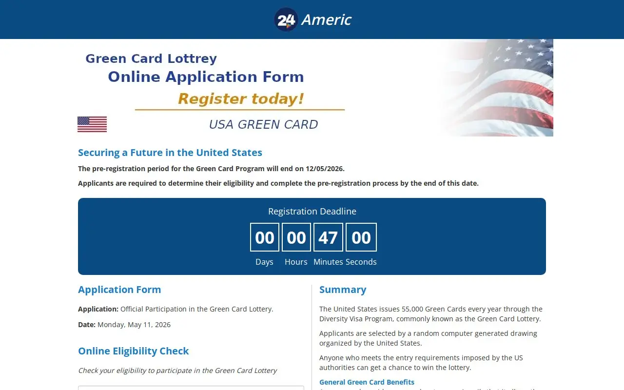Landing page screenshot