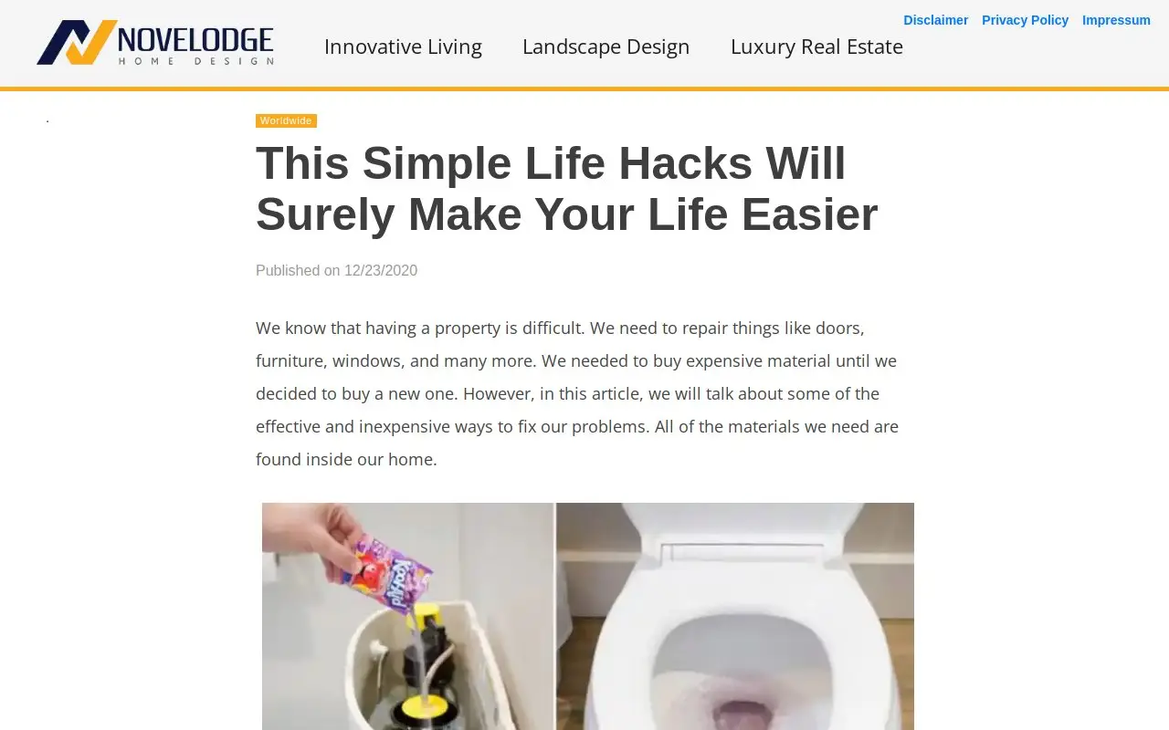 Landing page screenshot