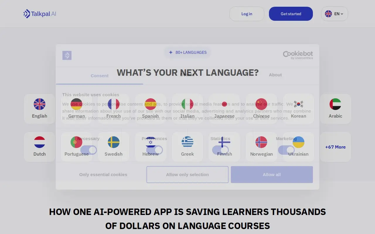 Landing page screenshot