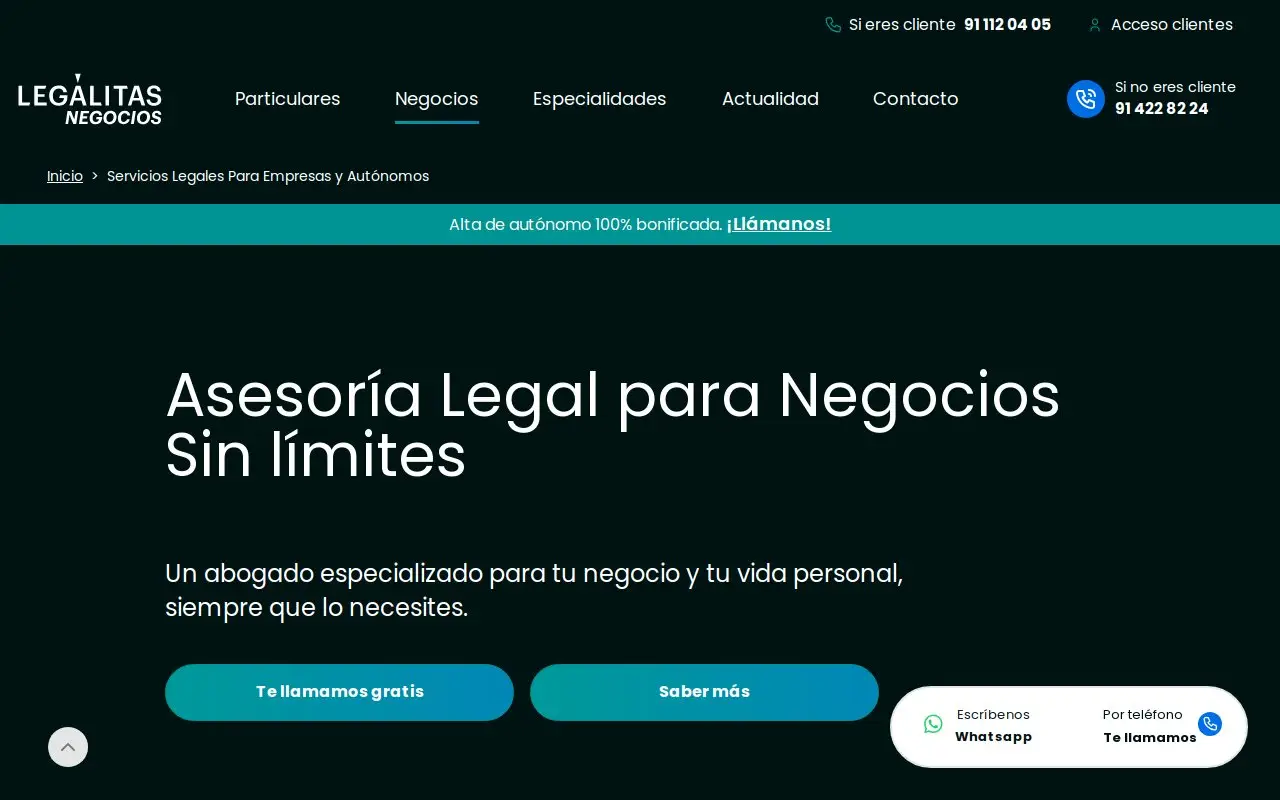 Landing page screenshot
