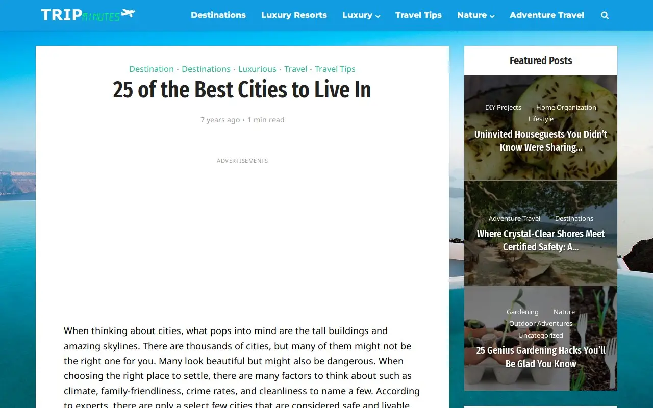 Landing page screenshot