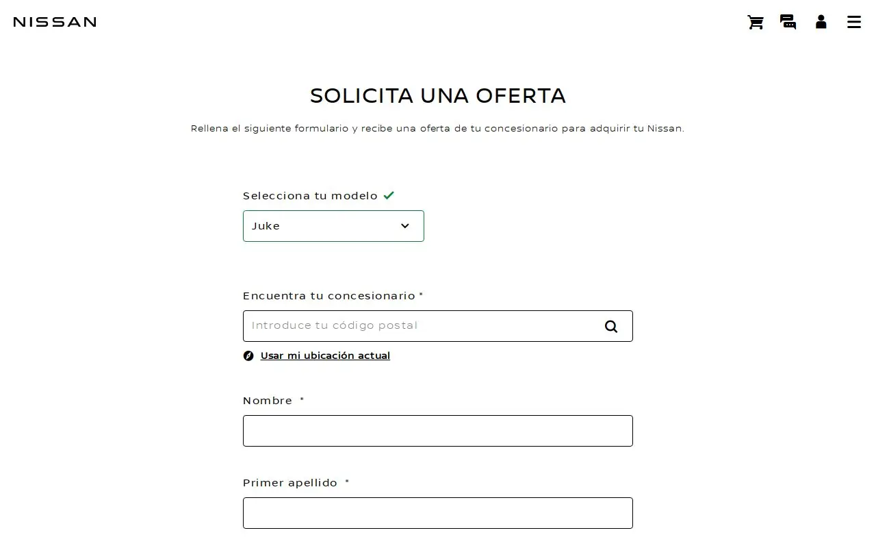 Landing page screenshot