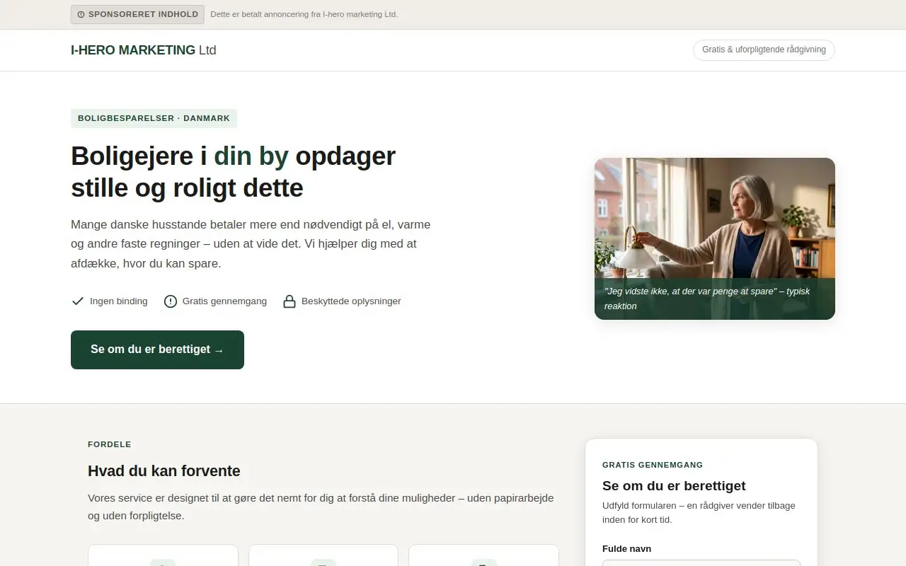 Landing page screenshot