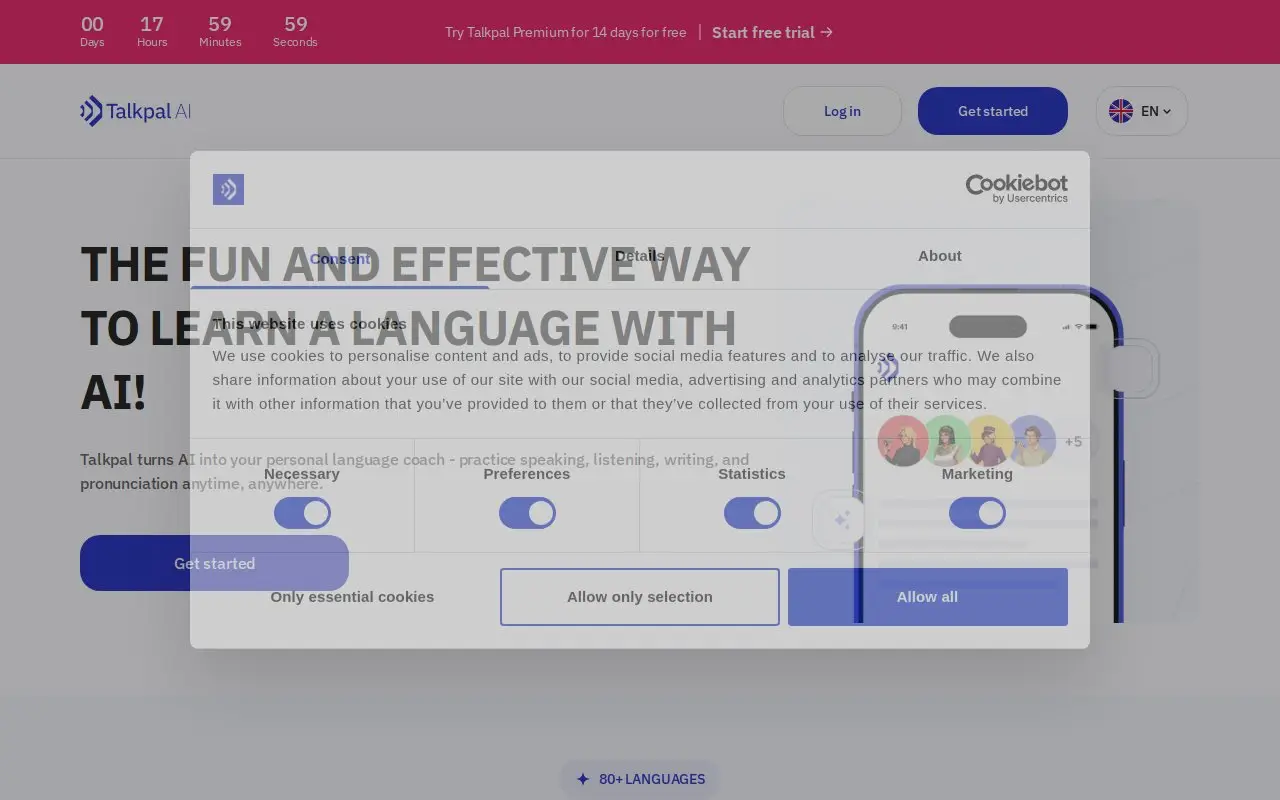 Landing page screenshot