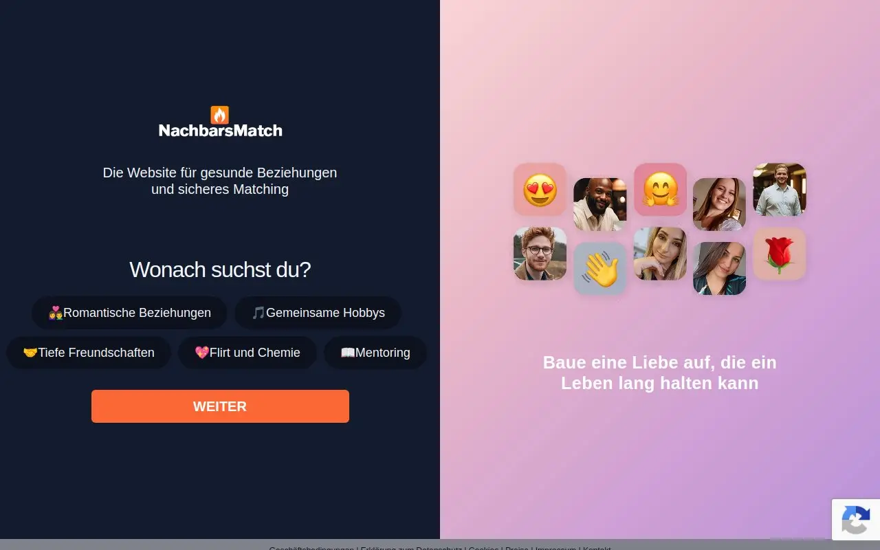 Landing page screenshot